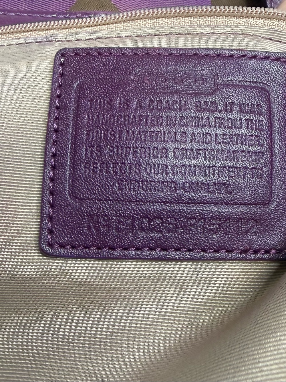Coach Purple Canvas Tote with Leather Trim F1028 F15112 - Picture 14 of 15